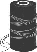 silhuett sömnad tråd rulla svart Färg endast vektor