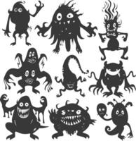 Silhouette komisch Monster Sammlung einstellen schwarz Farbe nur vektor