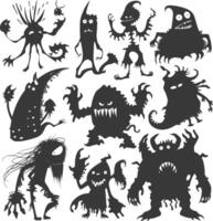 Silhouette komisch Monster Sammlung einstellen schwarz Farbe nur vektor