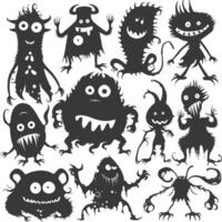 Silhouette komisch Monster Sammlung einstellen schwarz Farbe nur vektor