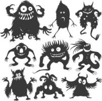 Silhouette komisch Monster Sammlung einstellen schwarz Farbe nur vektor