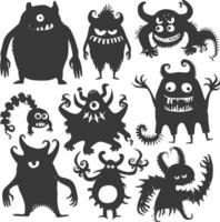 Silhouette komisch Monster Sammlung einstellen schwarz Farbe nur vektor