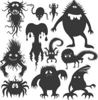 Silhouette komisch Monster Sammlung einstellen schwarz Farbe nur vektor