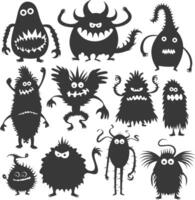 Silhouette komisch Monster Sammlung einstellen schwarz Farbe nur vektor