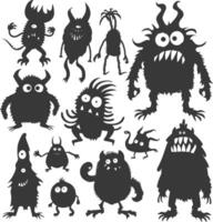 Silhouette komisch Monster Sammlung einstellen schwarz Farbe nur vektor