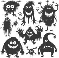 Silhouette komisch Monster Sammlung einstellen schwarz Farbe nur vektor