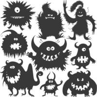 Silhouette komisch Monster Sammlung einstellen schwarz Farbe nur vektor