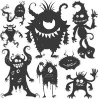 Silhouette komisch Monster Sammlung einstellen schwarz Farbe nur vektor