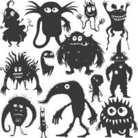 Silhouette komisch Monster Sammlung einstellen schwarz Farbe nur vektor