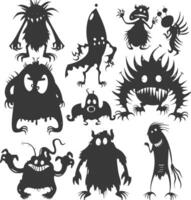 Silhouette komisch Monster Sammlung einstellen schwarz Farbe nur vektor