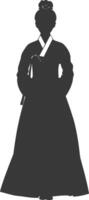 silhuett oberoende koreanska kvinnor bär hanbok svart Färg endast vektor