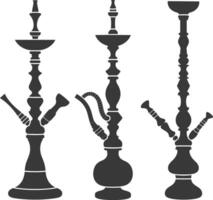 silhuett desarj turkiska vattenpipor traditionell shisha svart Färg endast vektor