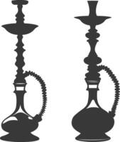 silhuett desarj turkiska vattenpipor traditionell shisha svart Färg endast vektor