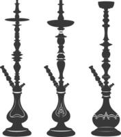 silhuett desarj turkiska vattenpipor traditionell shisha svart Färg endast vektor