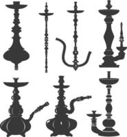 silhuett desarj turkiska vattenpipor traditionell shisha svart Färg endast vektor