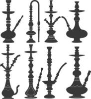 silhuett desarj turkiska vattenpipor traditionell shisha svart Färg endast vektor