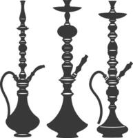 silhuett desarj turkiska vattenpipor traditionell shisha svart Färg endast vektor