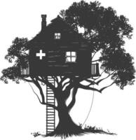 Silhouette Baum Haus schwarz Farbe nur vektor
