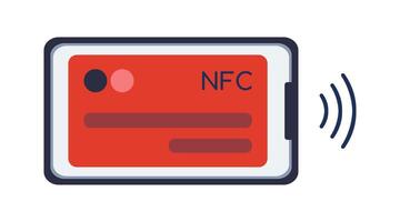 nfc kontaktlös betalning. Bank kreditera kort smartphone. bekväm betalning via mobil telefon. trådlös teknologi. Metod. ingen kontakt betala. Wi-Fi tecken. isolerat objekt. Färg illustration. vektor