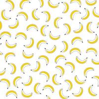 Kontur Muster Bananen mit ein Gelb tropfen. chaotisch verstreut linear Obst drucken auf ein Weiß Hintergrund. gesund reif tropisch Lebensmittel. Sommer. Farbe Bild. Gekritzel Stil. Illustration vektor