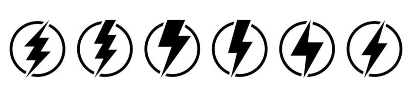 Blitz, elektrisch Leistung Symbol. Energie und Donner Elektrizität Symbol. Blitz Bolzen Zeichen im das Kreis. vektor