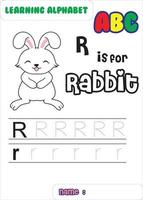 Buchstabe r für Kaninchen. mit Kaninchen. Tiercharakter vektor