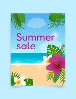 Sommer- Poster mit heiß Rabatte, Poster mit Meer und Strand vektor