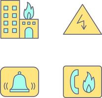 brinnande byggnad och elektricitet fara ikon vektor