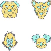 bulldogg och leopard ikon vektor