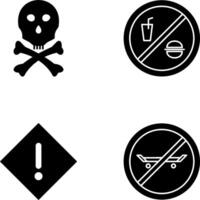 död tecken och Nej livsmedel eller dryck ikon vektor