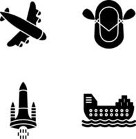 Landung Flugzeug und Schlauchboot Symbol vektor