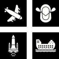 Landung Flugzeug und Schlauchboot Symbol vektor