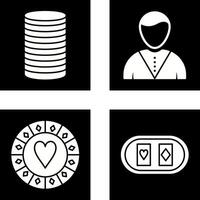 Kasino Händler und Stapel von Münzen Symbol vektor