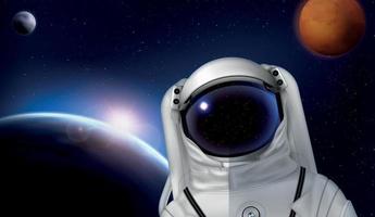 Planet Astronaut realistische Komposition vektor