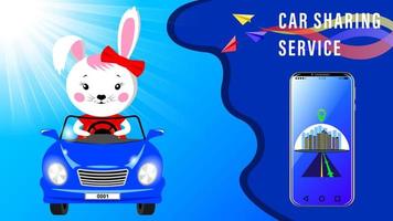 Hase im Carsharing-Service-Hintergrund vektor