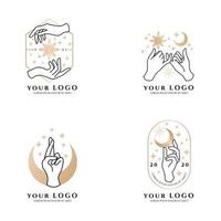 vacker feminin hand logotyp boho ockult redigerbar mall vektor