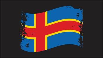 åland öar land vågig flagga grunge borste vektor