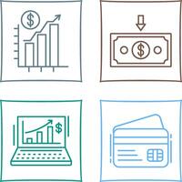 Diagram upp och pengar ner ikon vektor
