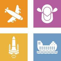 Landung Flugzeug und Schlauchboot Symbol vektor