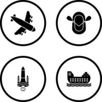 Landung Flugzeug und Schlauchboot Symbol vektor