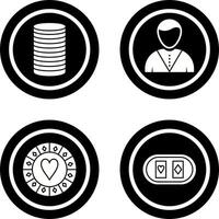 kasino -handlare och stack av mynt ikon vektor