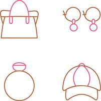 väska och örhängen ikon vektor