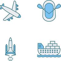 Landung Flugzeug und Schlauchboot Symbol vektor