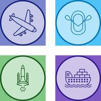 Landung Flugzeug und Schlauchboot Symbol vektor