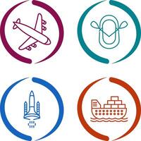 Landung Flugzeug und Schlauchboot Symbol vektor