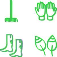 Gabel pflücken Blätter und Gartenarbeit Handschuhe Symbol vektor