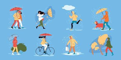 Wandern mit Regenschirmen