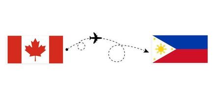 Flug und Reise von Kanada auf die Philippinen mit dem Reisekonzept für Passagierflugzeuge vektor