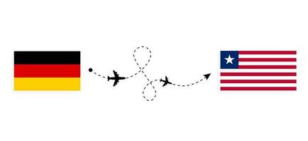 Flug und Reise von Deutschland nach Liberia mit dem Reisekonzept des Passagierflugzeugs vektor
