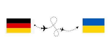 Flug und Reise von Deutschland in die Ukraine mit dem Reisekonzept des Passagierflugzeugs vektor